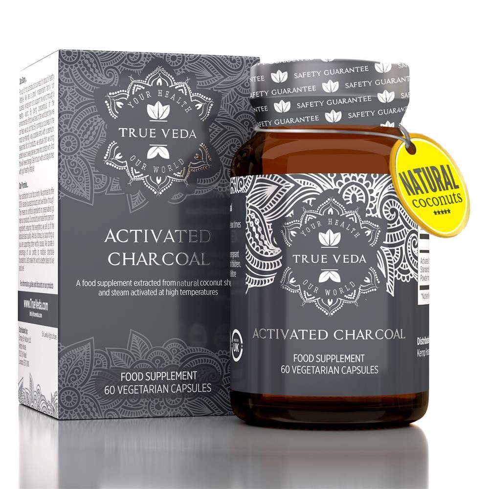True Veda Activated Charcoal: Natural Vegan Ethical Non-GMO 60 capsules