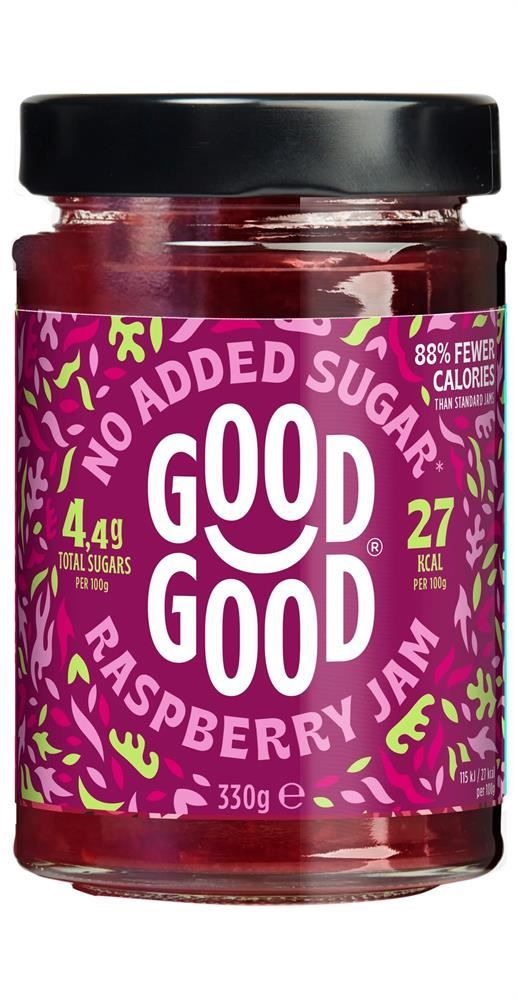 Good Good Raspberry Jam 330g - No Added Sugar - 6 Pack