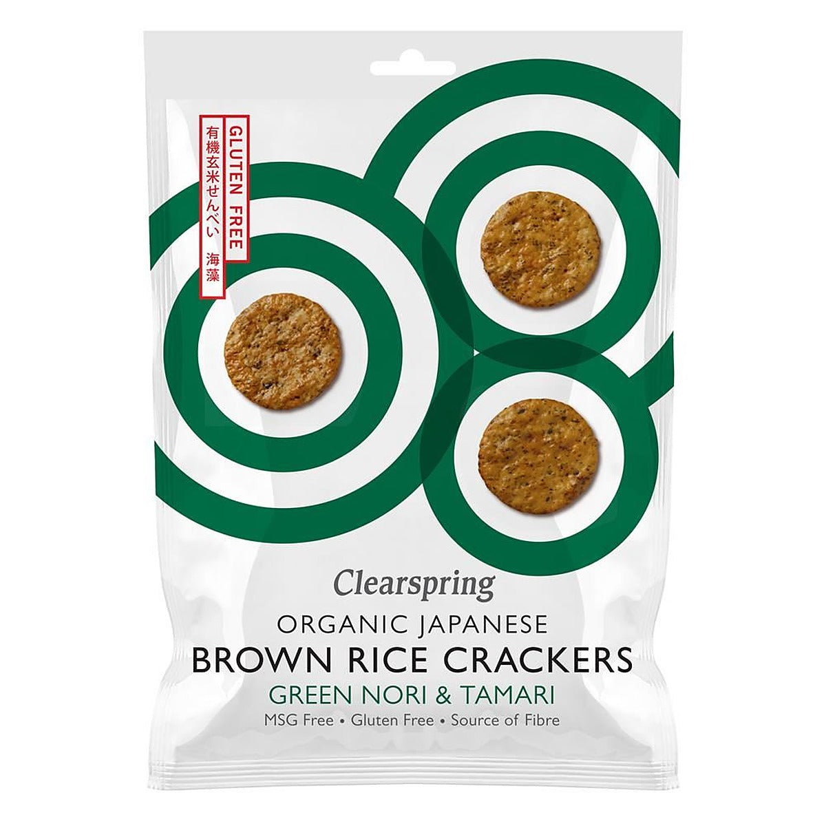 Clearspring Organic Japanese Brown Rice Crackers - Green Nori & Tamari 40g
