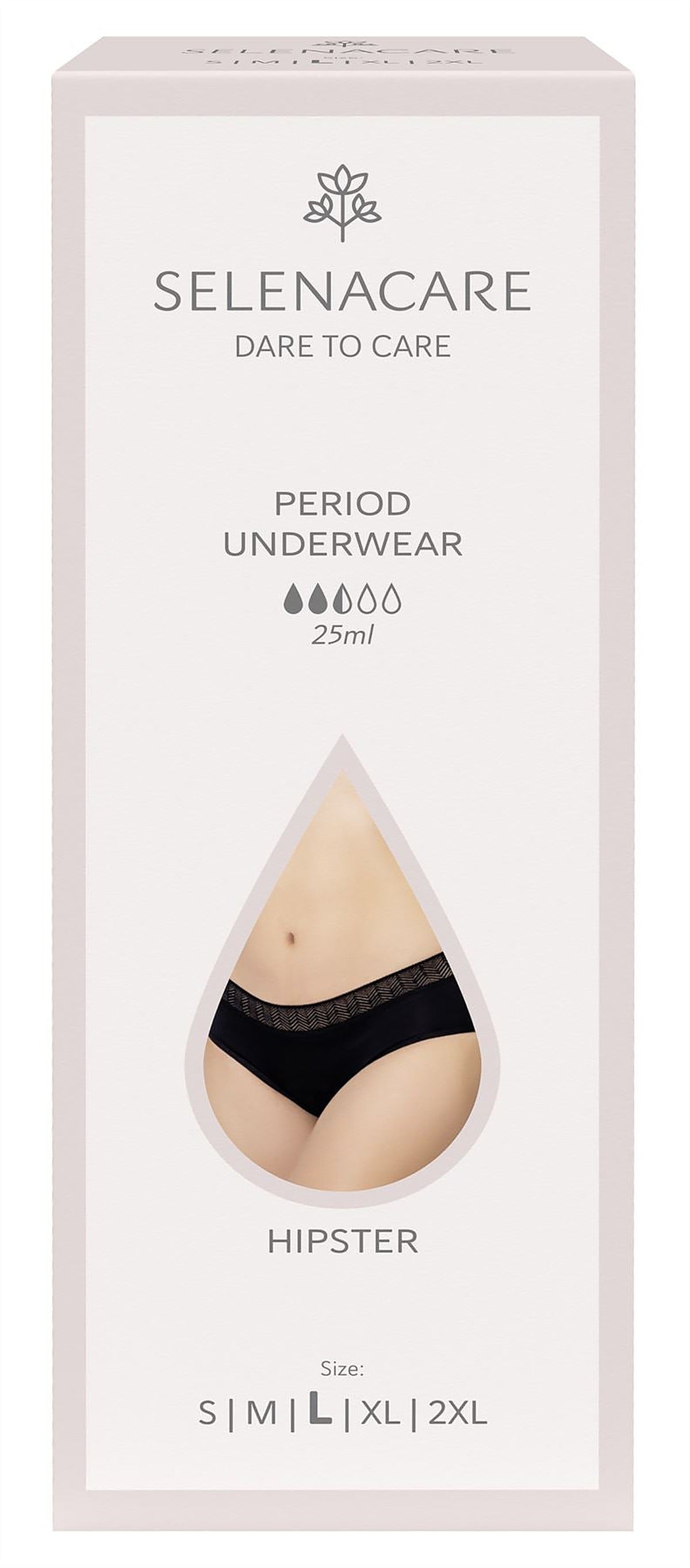 Selenacare Menstrual undies HIPSTER Black Size L