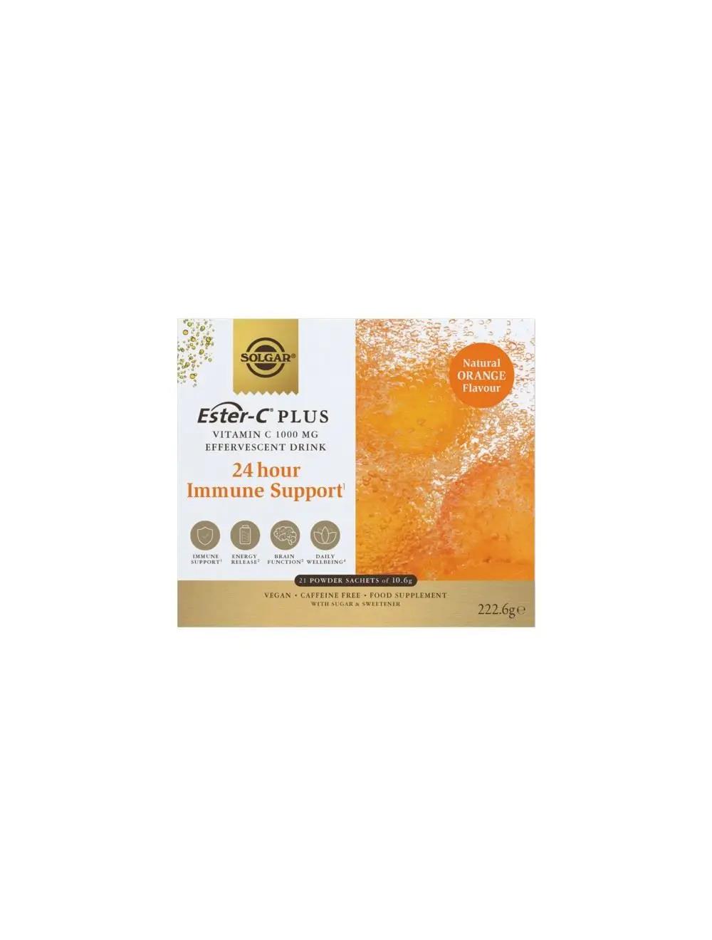 Solgar Ester-C Plus Vitamin C 1000mg Effervescent Drink Orange Flavour - 21 Sachets