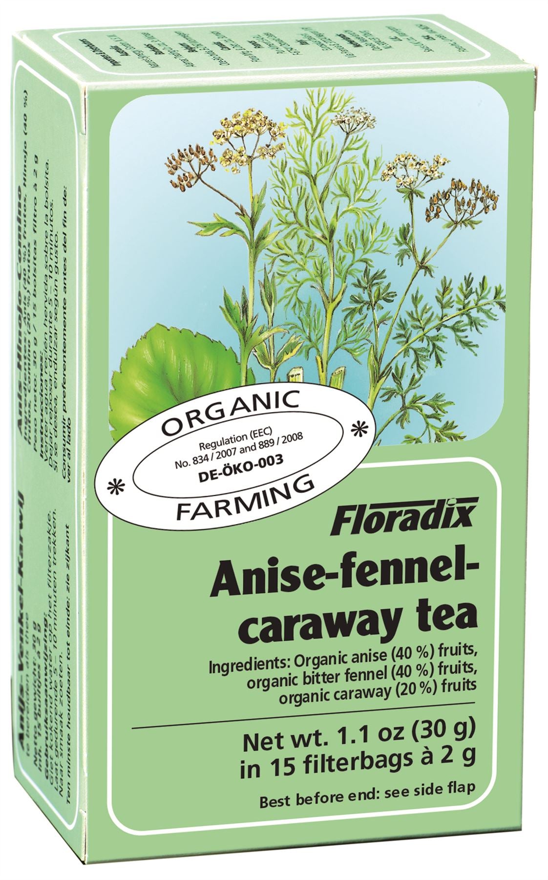 Salus Floradix - Organic Anise, Fennel, Caraway - 15 Herbal Teabags