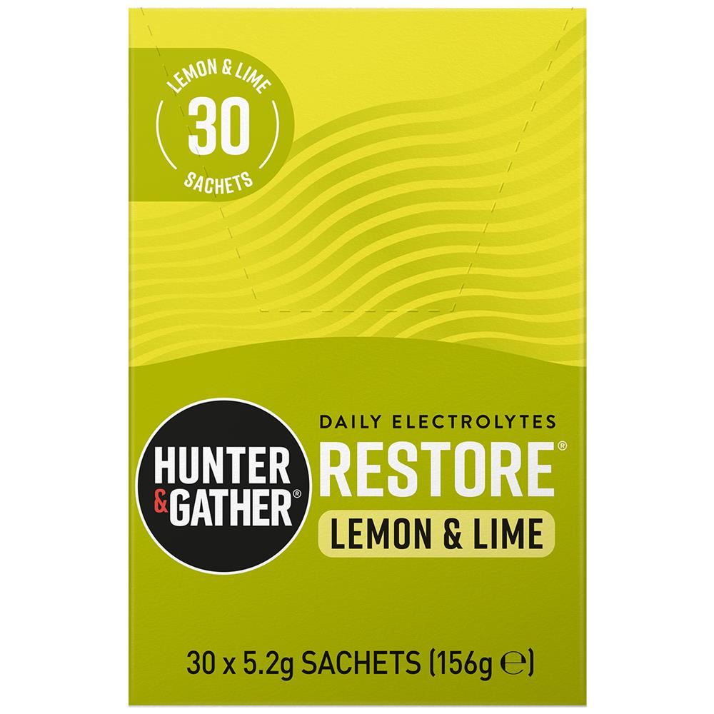 Hunter & Gather Restore Lemon & Lime Electrolyte Sachets 30 x 5.21g per pack