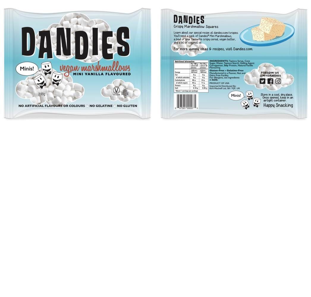 Dandies Mini Vegan Vanilla Marshmallows 200g - 12 Pack