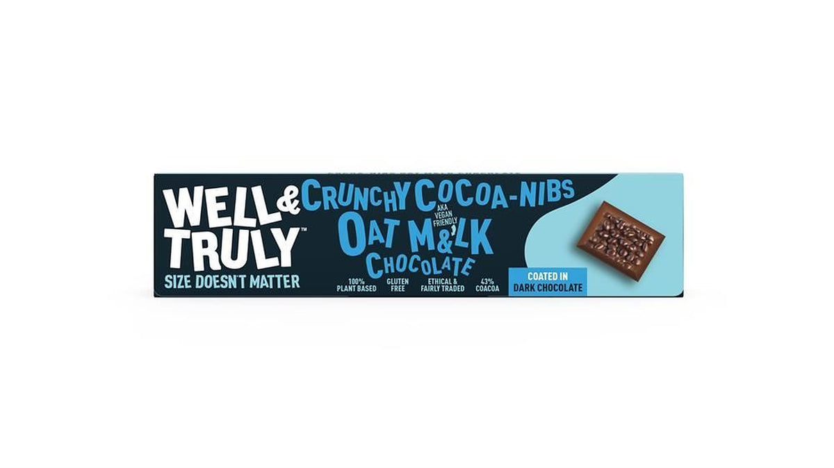 Well and Truly Oat M&lk Chocolate Cocoa Nibs 30g - 20 Pack