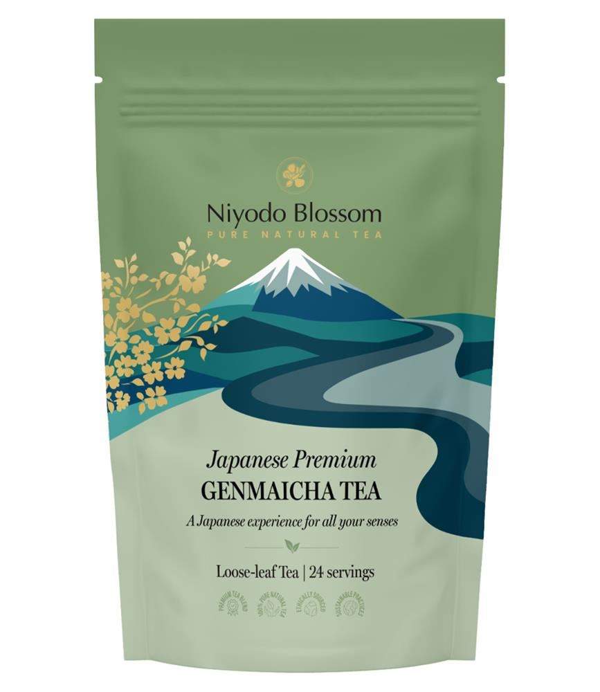 Niyodo Blossom Japanese Premium Genmaicha Tea- Loose leaf- 24 servings 50g
