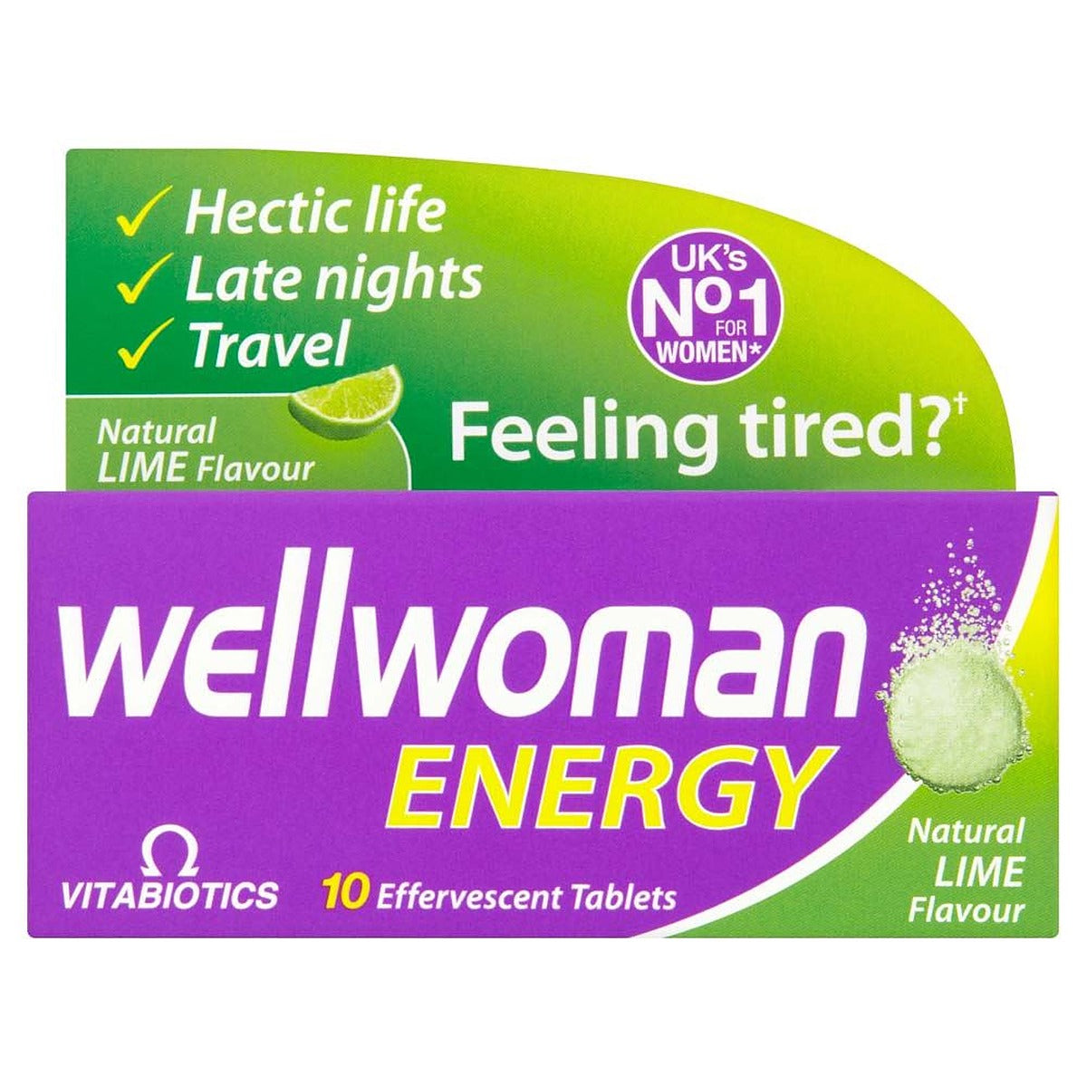 Vitabiotics Wellwoman Energy Natural Lime Flavour - 10 Effervescent Tablets