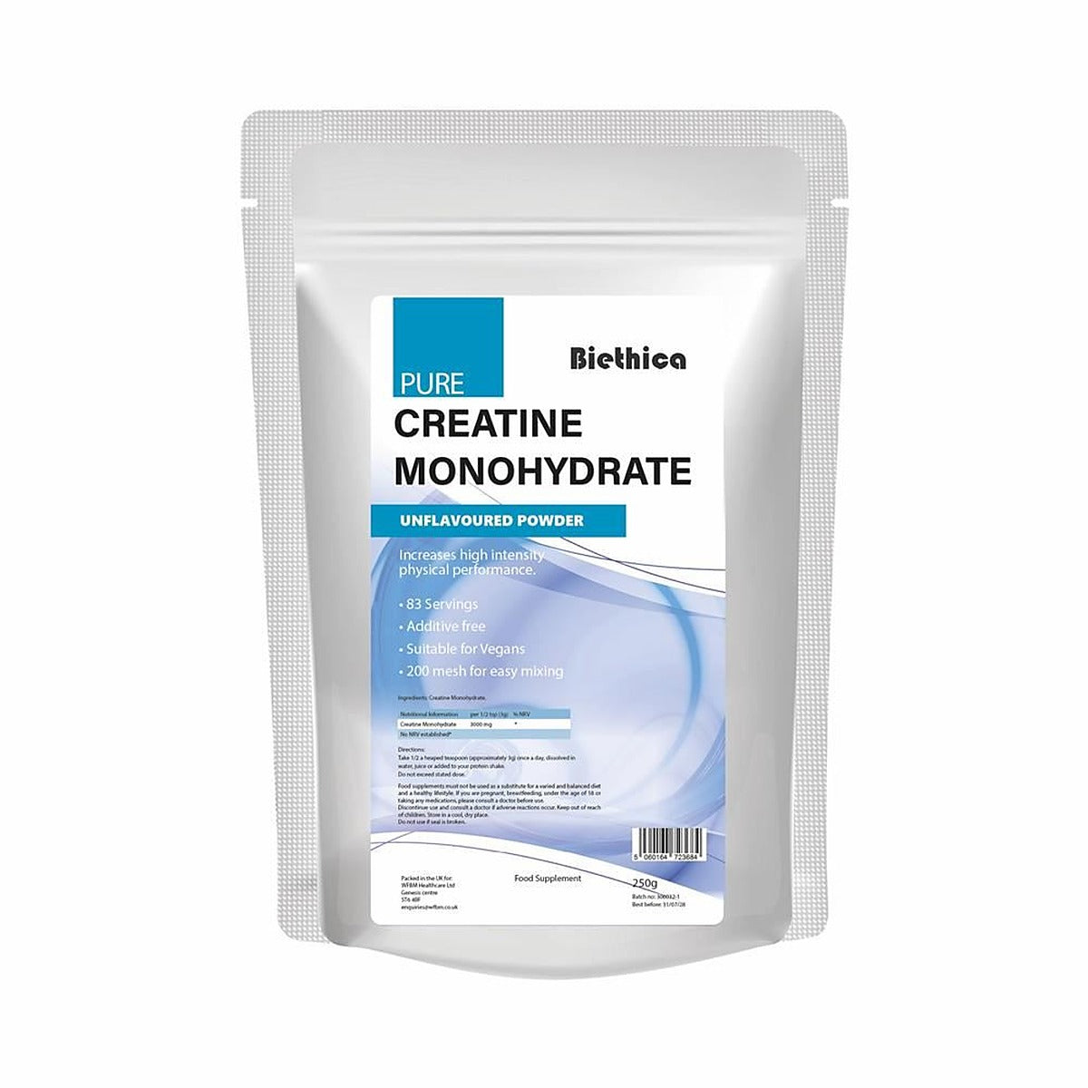 Biethica Creatine Monohydrate Unflavoured Powder 250g