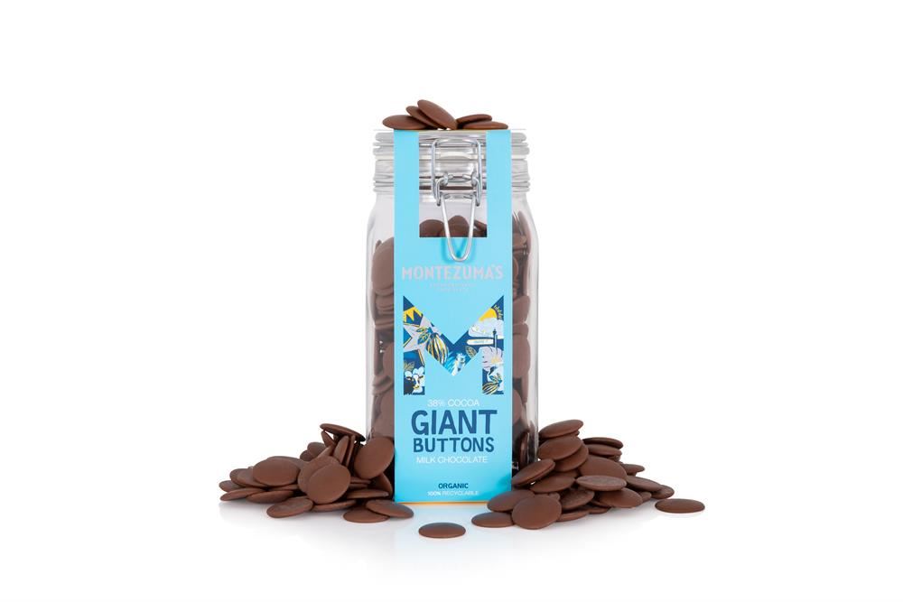 Montezumas Chocolate Giant Organic Milk Choc Button in Jar 900g