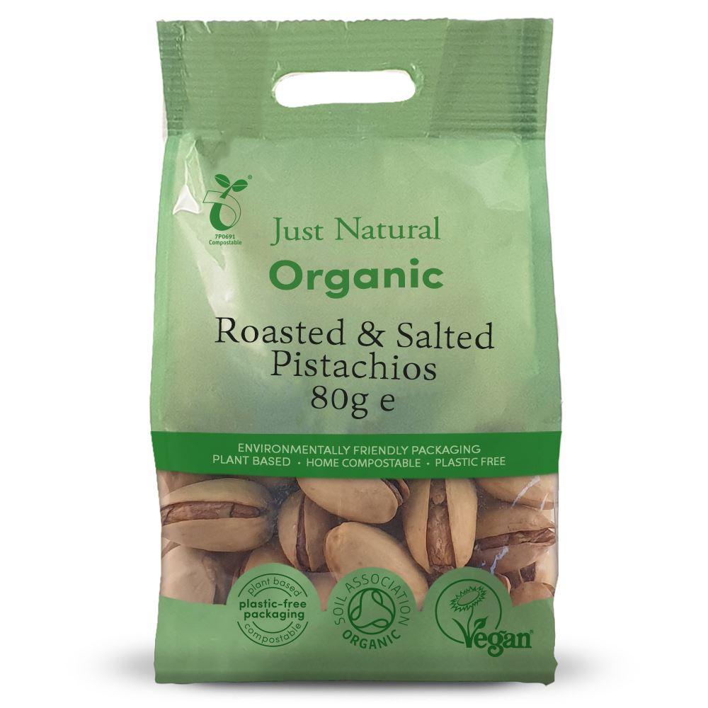 Just Natural Organic Organic Roasted & Salted Pistachios in Shell 80g