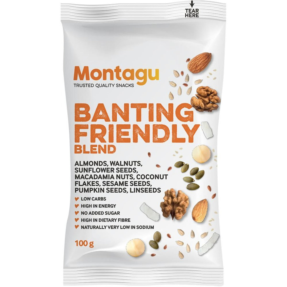 Montagu Banting Friendly Blend Nutritious Snacking for Busy 80g - 10 Pack
