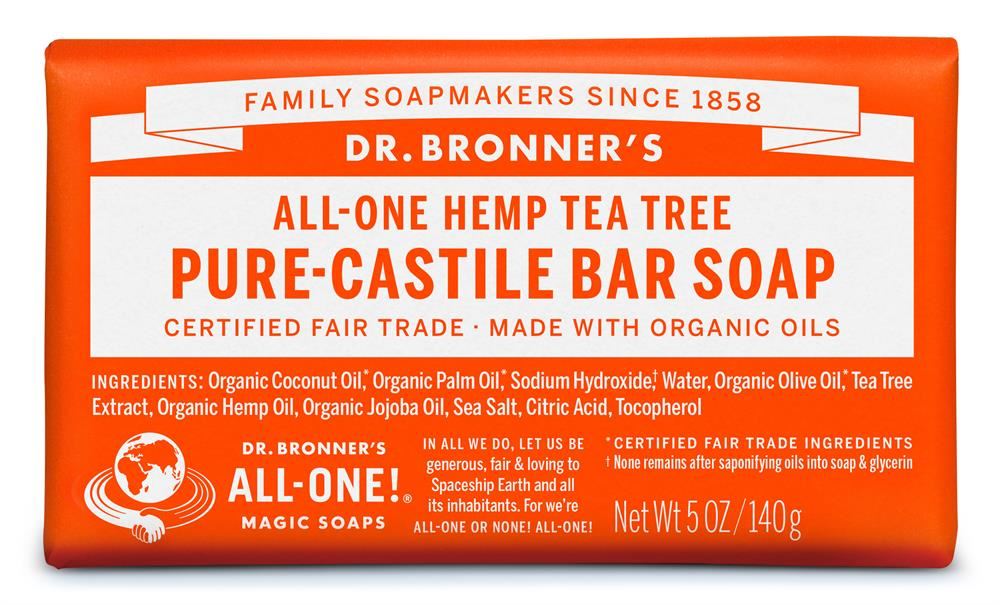 Dr Bronner Organic Tea Tree Soap Bar 140g.
