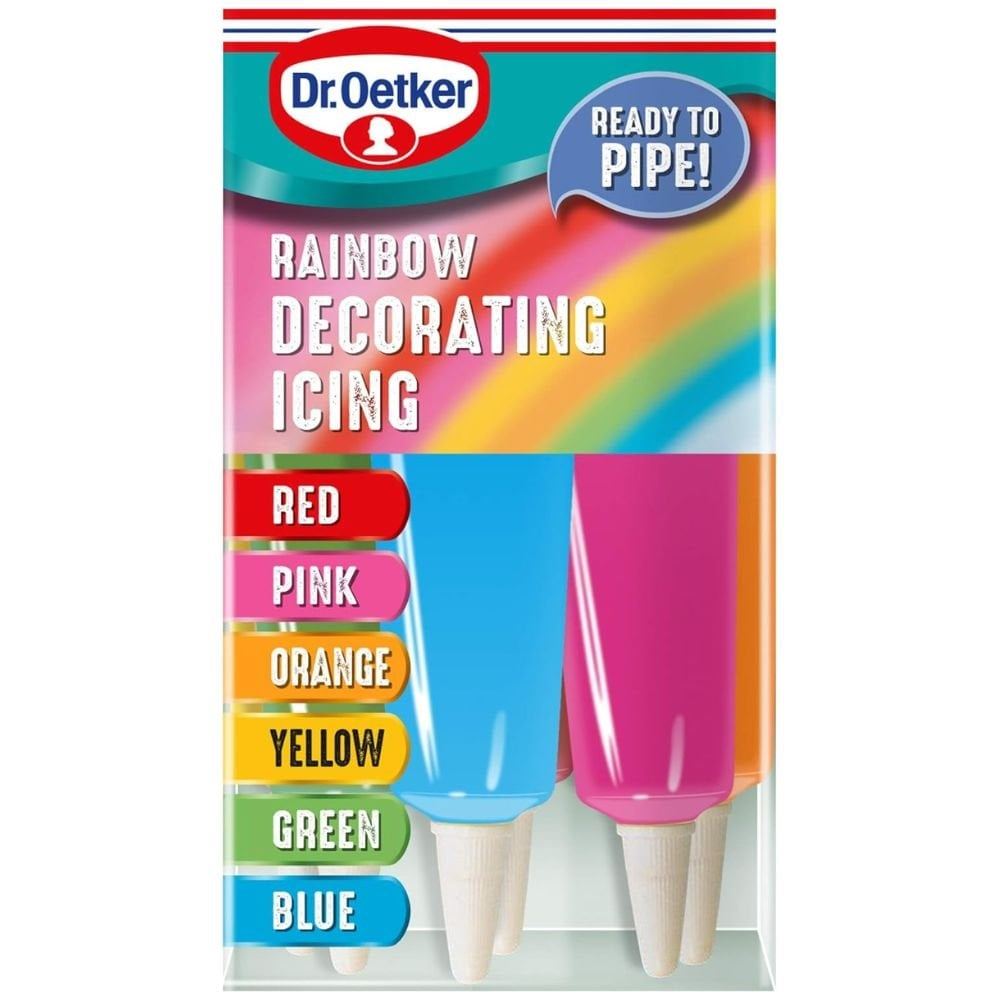 Dr. Oetker Rainbow Decorating And Writing Icing Set (6 x 19g Tubes)