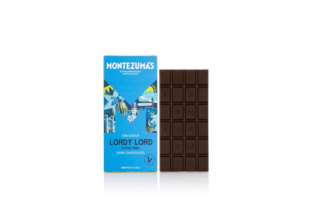 Montezumas Chocolate Lordy Lord Dark Chocolate with Cocoa Nibs Bar 90g