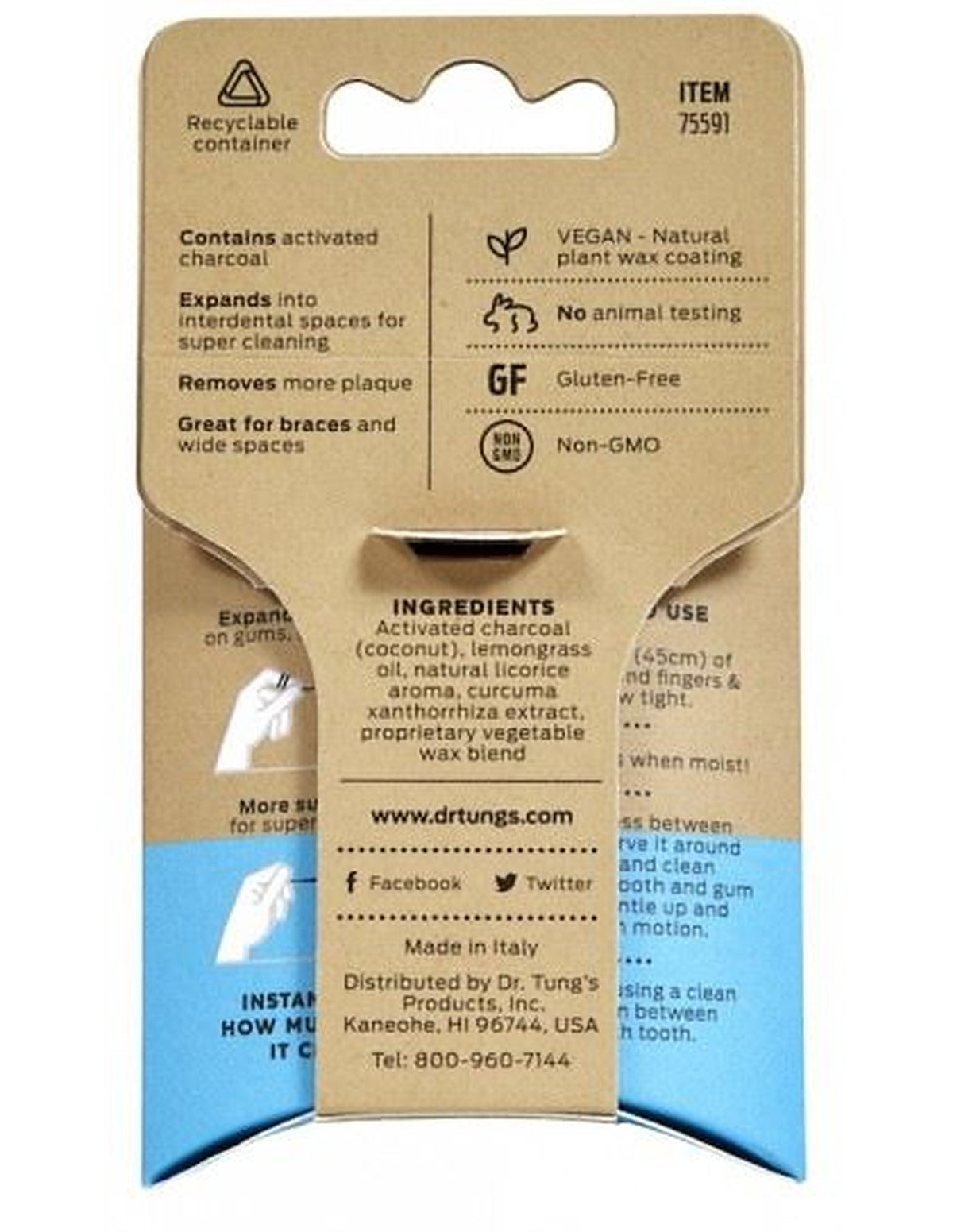Dr Tung's Activated Charcoal Floss Lemon Flavour - 27m - image 2