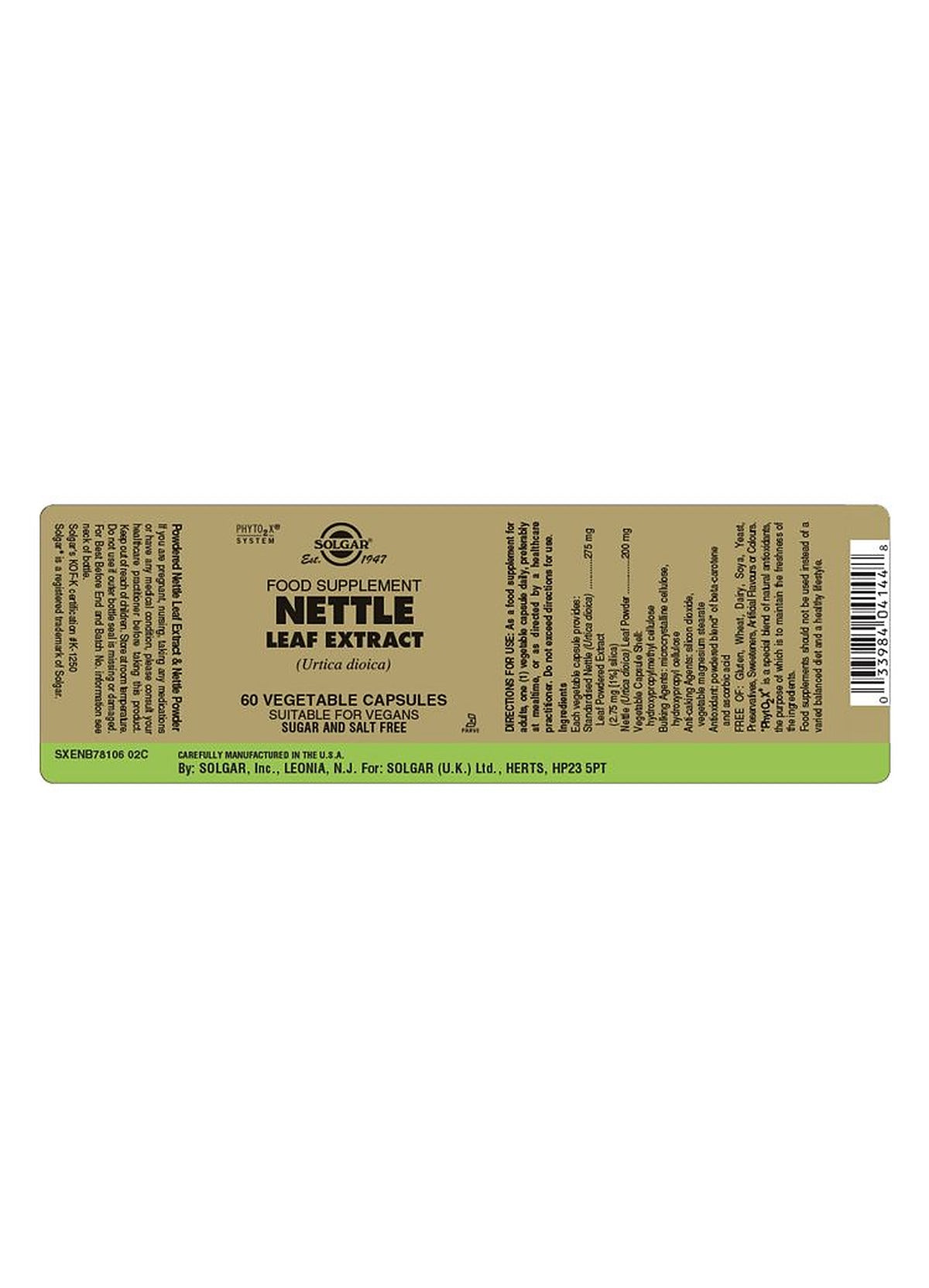 Solgar Nettle Leaf Extract - 60 Vegicaps - image 3