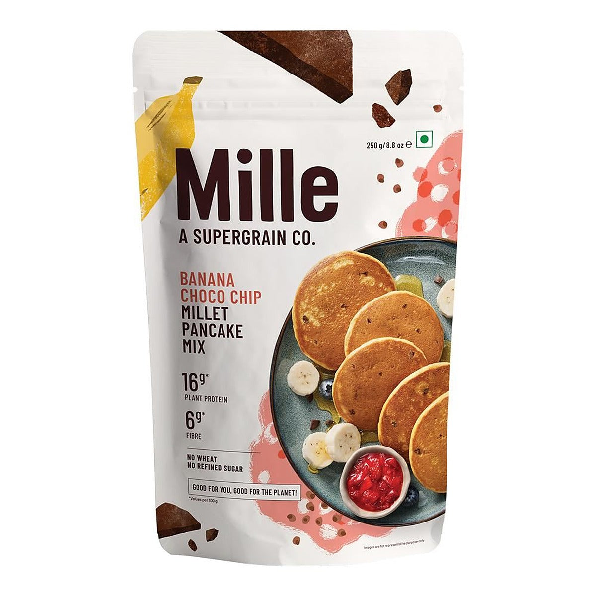 Mille Supergrains Mille Banana Choco-Chip 16g Plant Protein Pancake Mix 250g