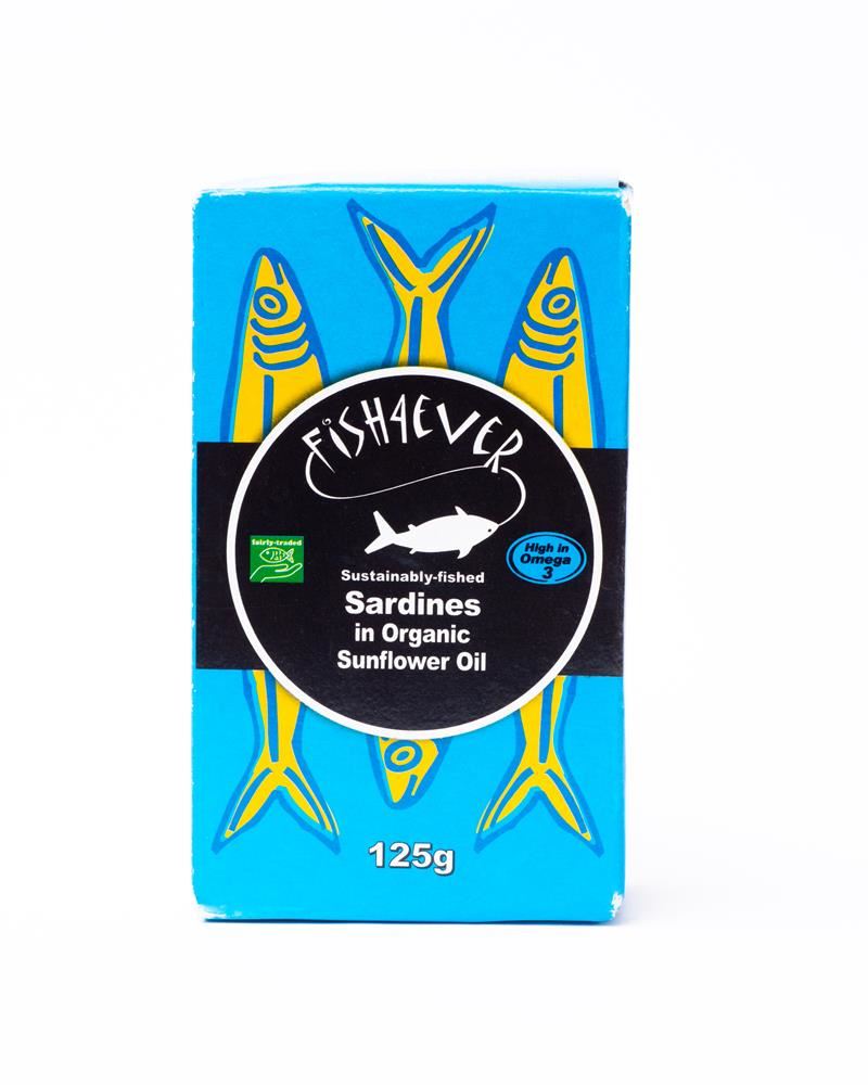 Fish4Ever Whole Sardines in Organic Sunflower Oil 120g