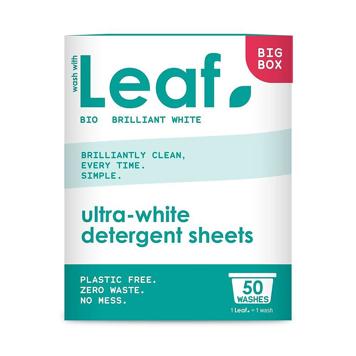 Wash With Leaf Leaf Brilliant White Laundry Detergent Sheets 50 Pack