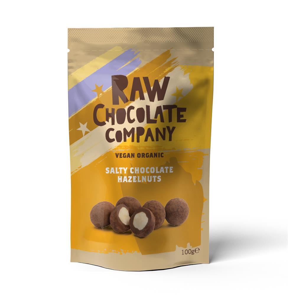 The Raw Chocolate Company Organic Salty Chocolate Hazelnuts 100g - 6 Pack