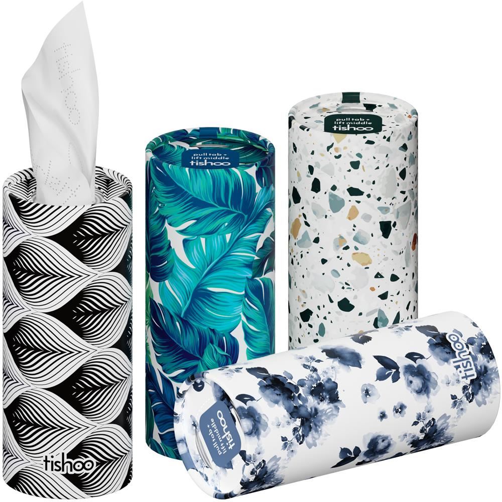 Tishoo Luxury Facial Tissues w/ Hyaluronic Acid 4-ply 40 shts Mix - 4 Pack