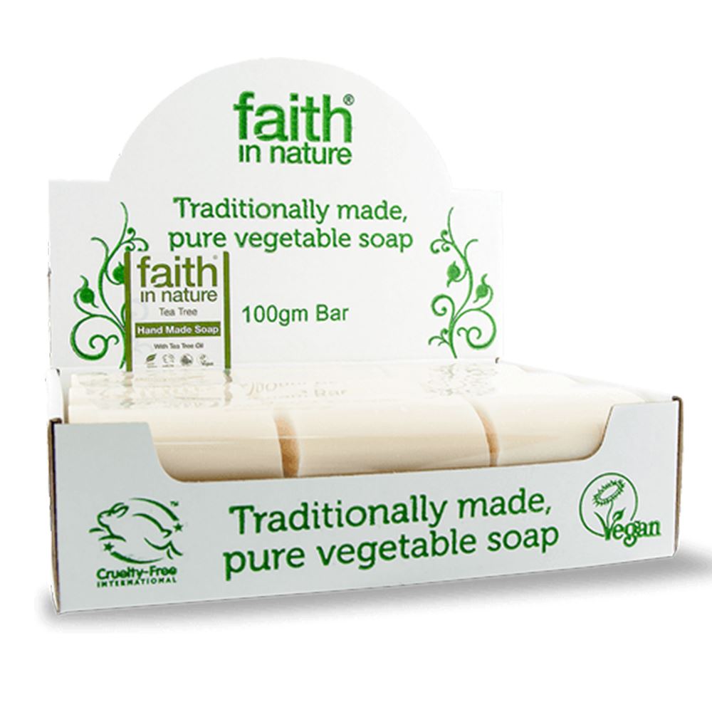 Faith in Nature Tea Tree soap unwrapped x (Full Box of 18)