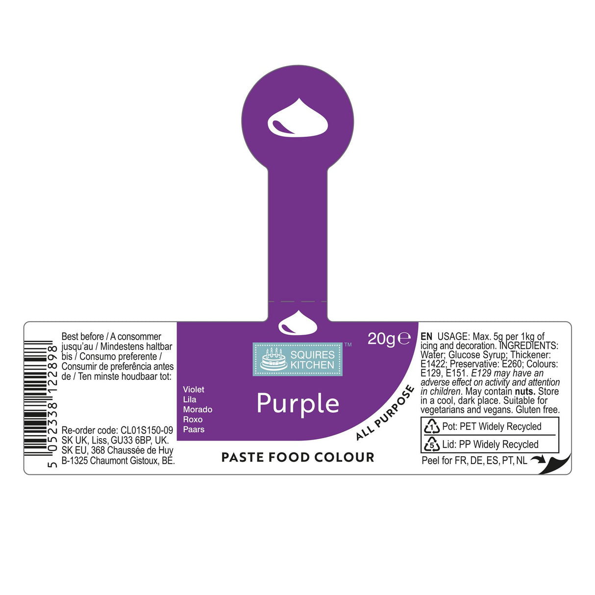 Squires Kitchen Food Colouring Paste Gel 20g - All Shades