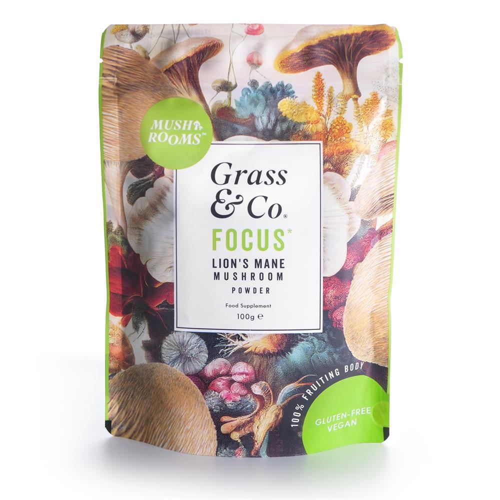 Grass and Co FOCUS Mushrooms Powder with Ginseng + Omega 3 100g
