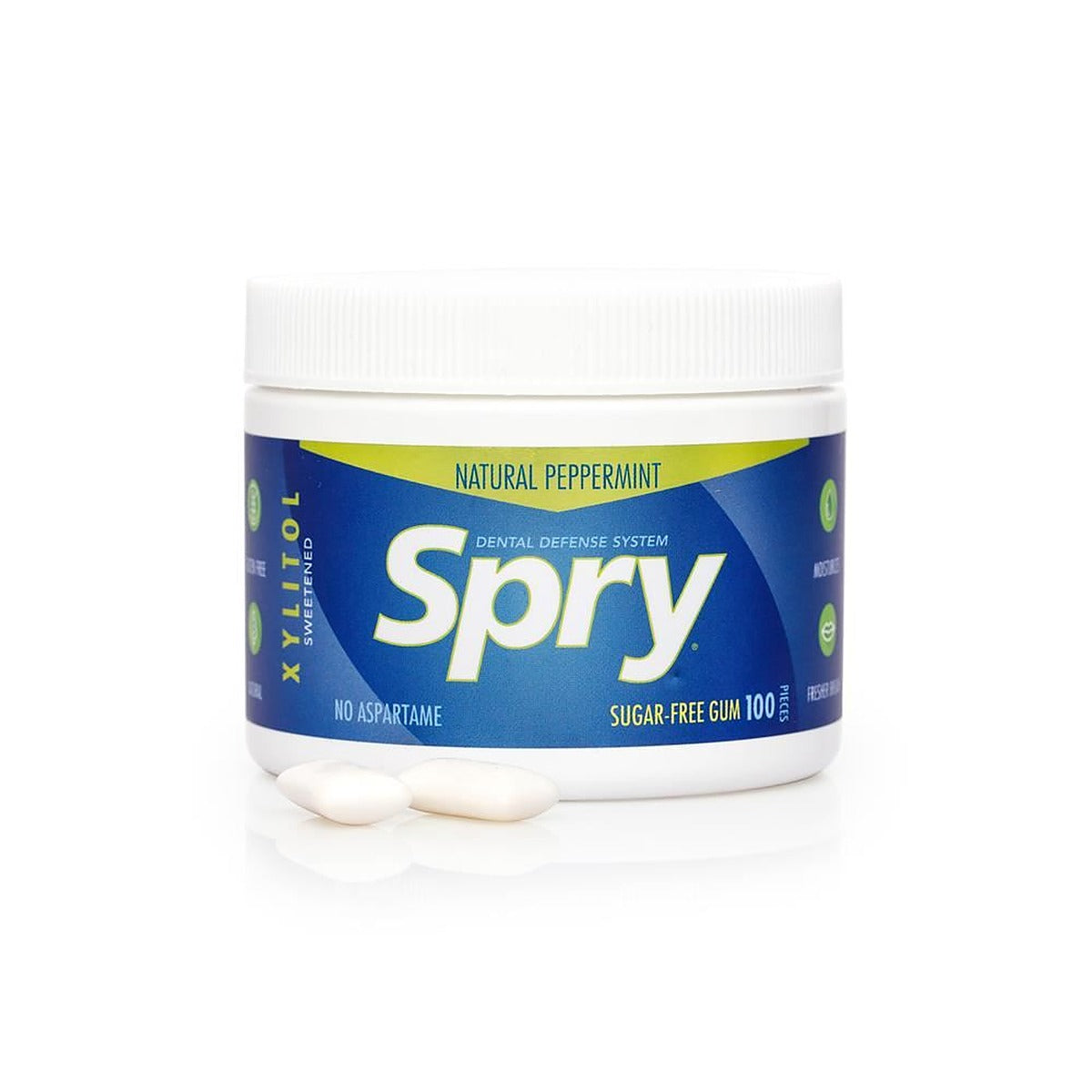 Spry Natural Peppermint Xylitol Gum 100 piece tub