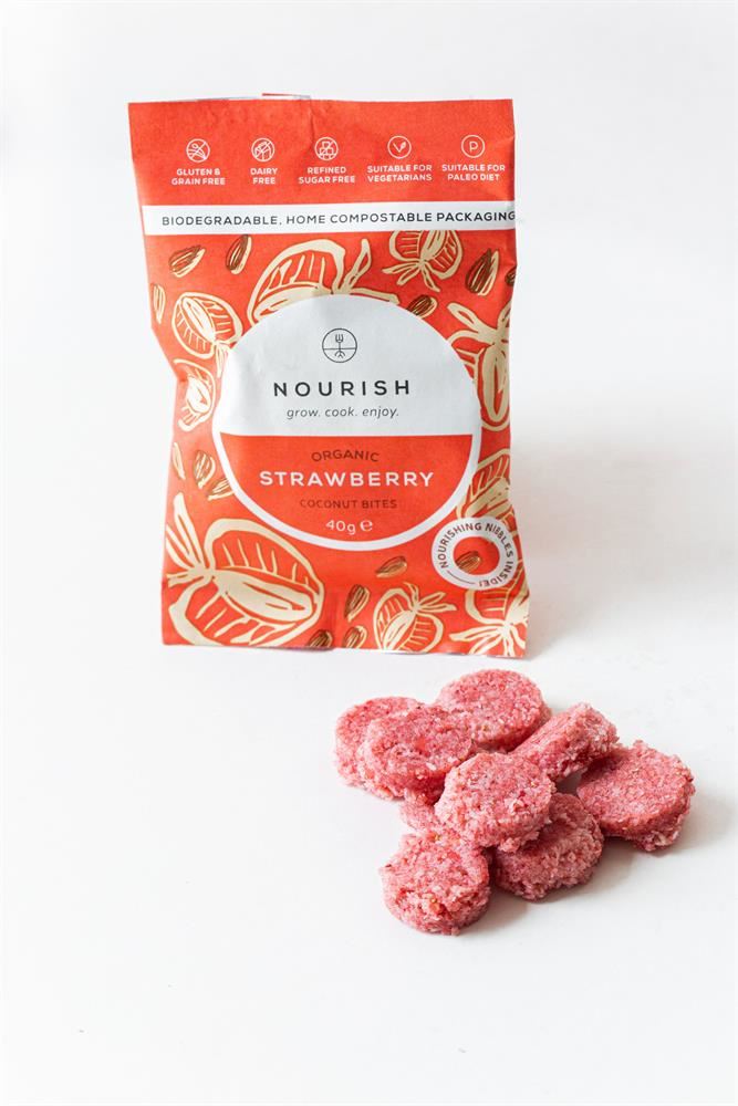 Nourish Grow Cook Enjoy Nourish Organic Strawberry Coconut Bites 40g