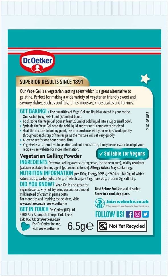 Dr. Oetker Vege-Gel Sachets 3 x 6.5g - Pack of 10