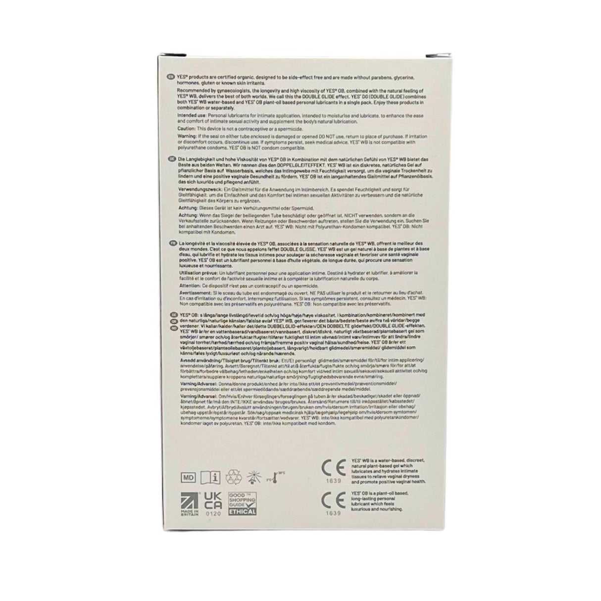 YES DG Organic Double Glide Water & Plant-oil Based Lubricant Combo Pk