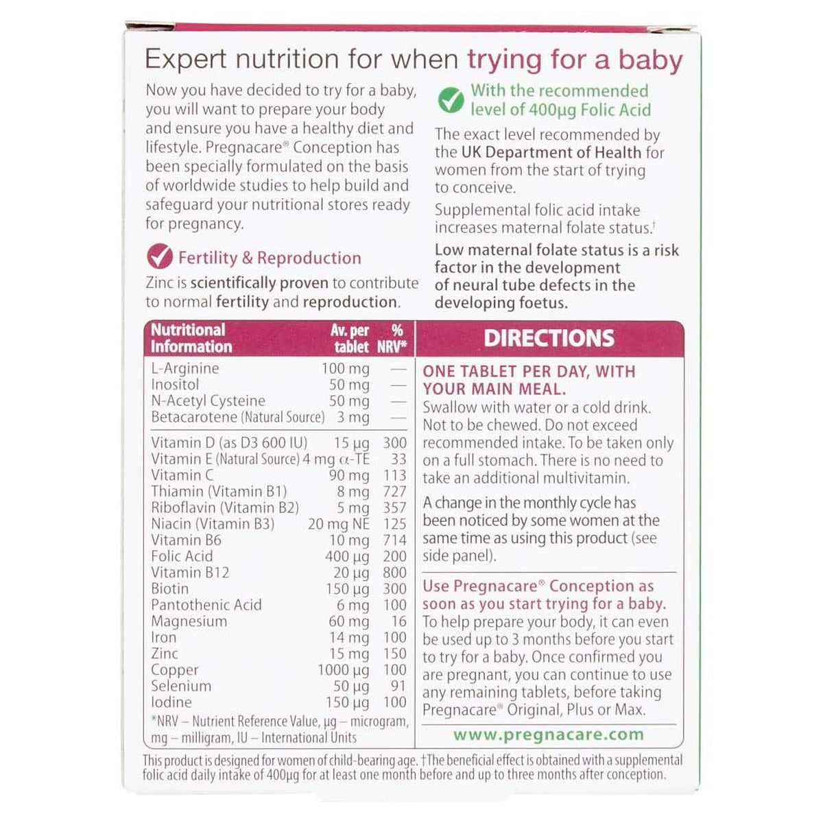 Vitabiotics Pregnacare Conception - 30 Tablets - image 3