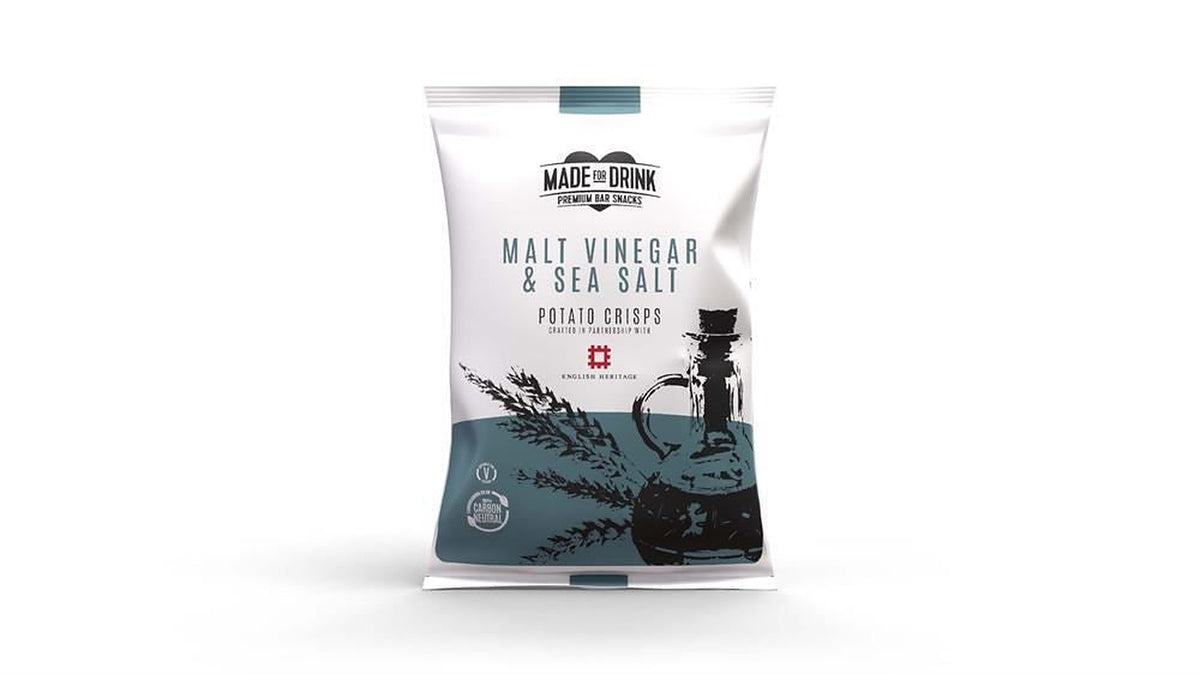 Made For Drink English Heritage Sea Salt & Malt Vinegar Crisps 150g - 12 Pack