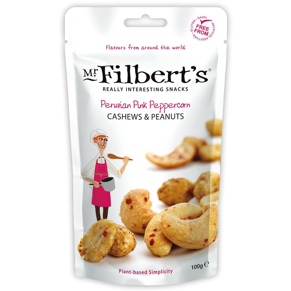 Mr Filberts Peruvian Pink Peppercorn Cashews & Peanuts 100g - 12 Pack