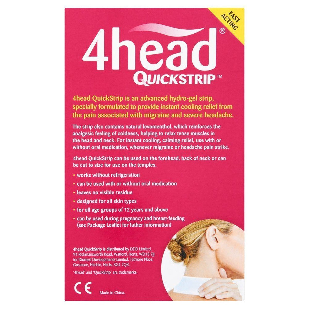 4head Quickstrip Cooling Strips Headache & Migraine Relief - 4 Strips - image 3