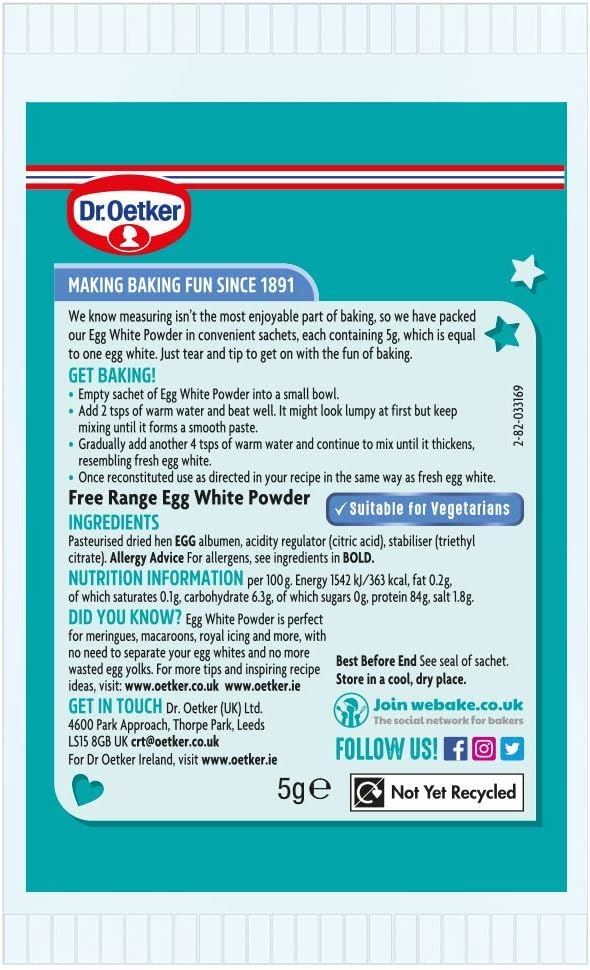 Dr. Oetker Free Range Egg White Powder Sachets 4 x 5g - Pack of 7
