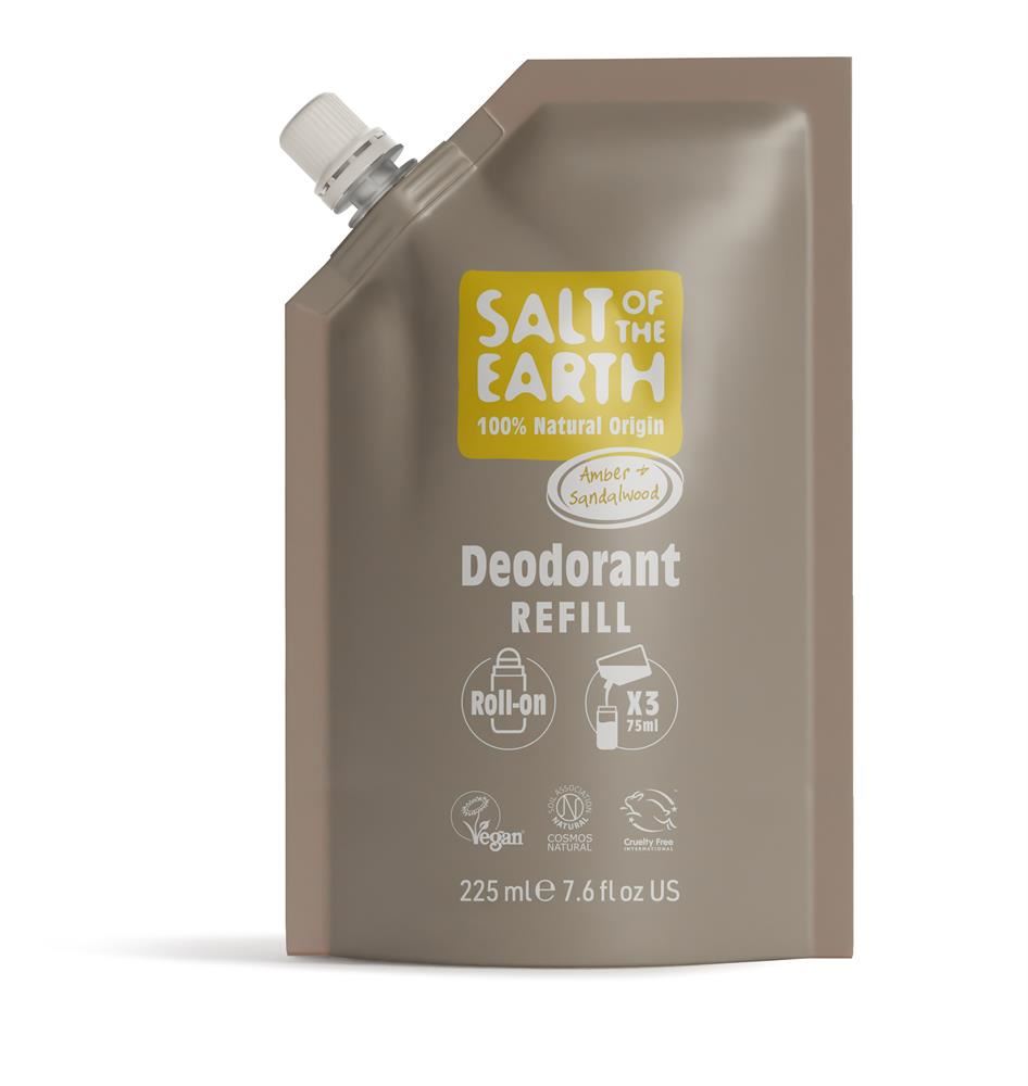 Salt Of the Earth SOTE Amber & Sandalwood Refill Pouch Roll on 225ml