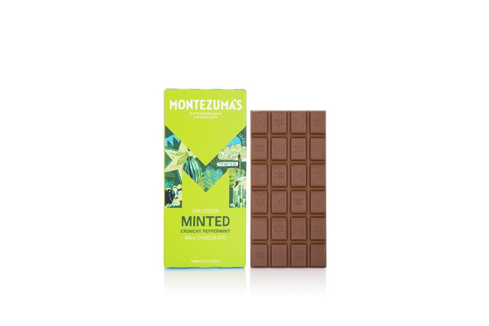 Montezumas Chocolate Minted - Milk Chocolate with Crunchy Peppermint Bar 90g
