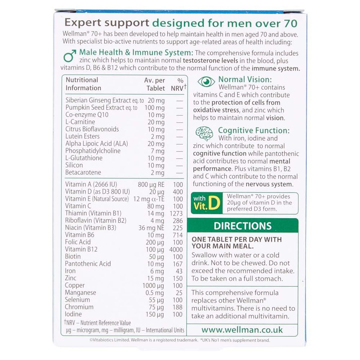 Vitabiotics Wellman 70+ - 30 Tablets - image 4