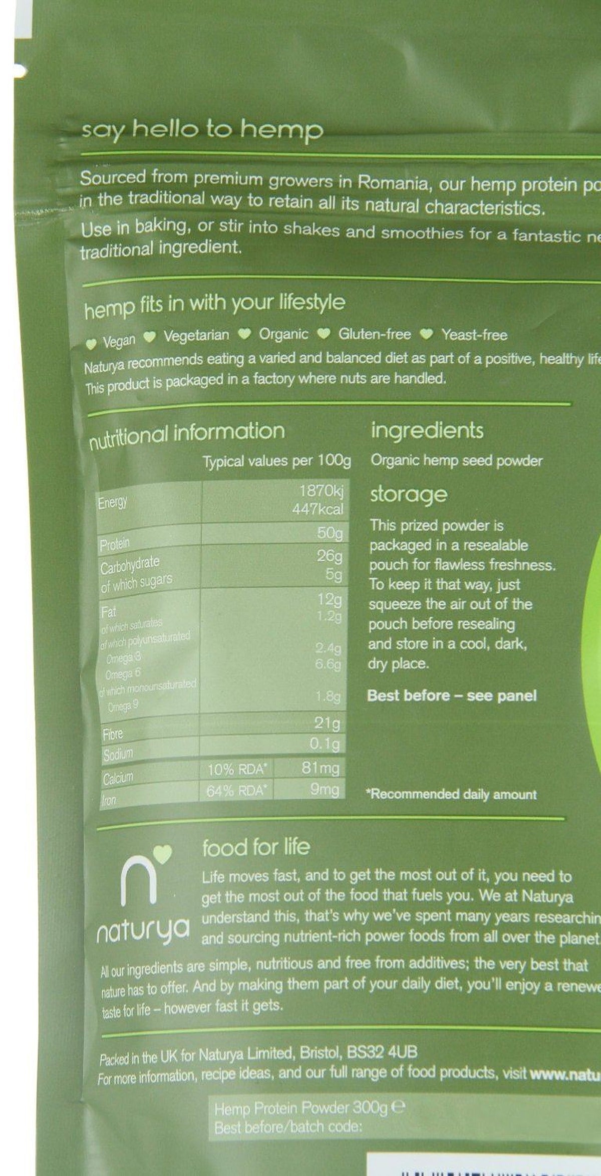 Naturya Organic Hemp Protein Powder 300g - image 6