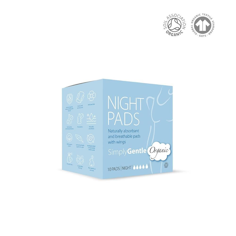 Simply Gentle Organic cotton Night time Pads with wings 10 box