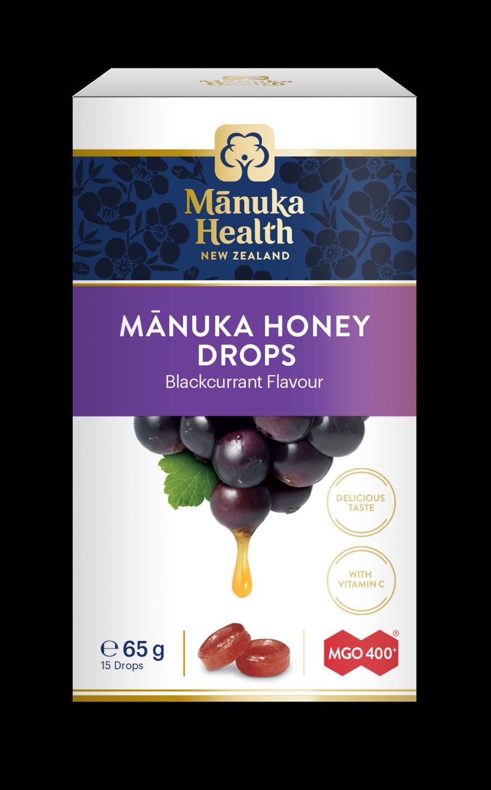 Manuka MGO 400+ Manuka Honey Drops with Blackcurrant 65gm 15 Lozenges