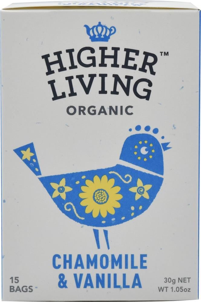 Higher Living Chamomile & Vanilla Organic Herbal Infusion - 15 bags