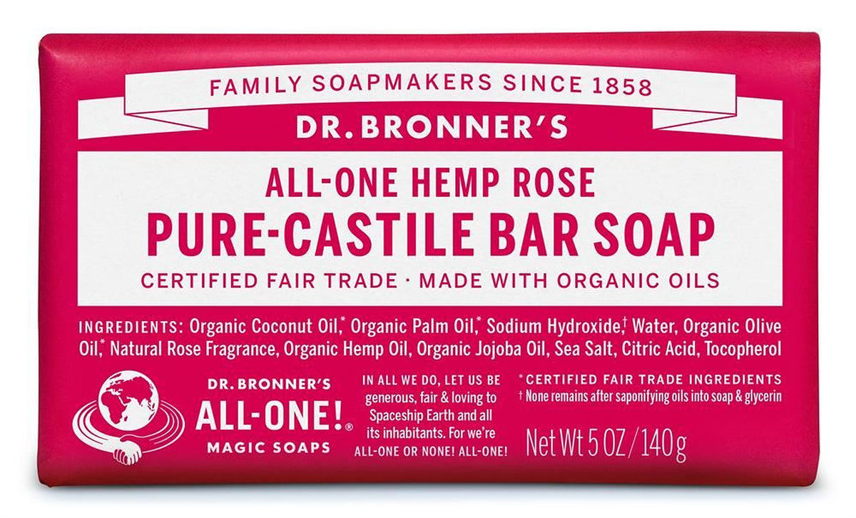 Dr Bronner Org Rose Soap Bar 140g