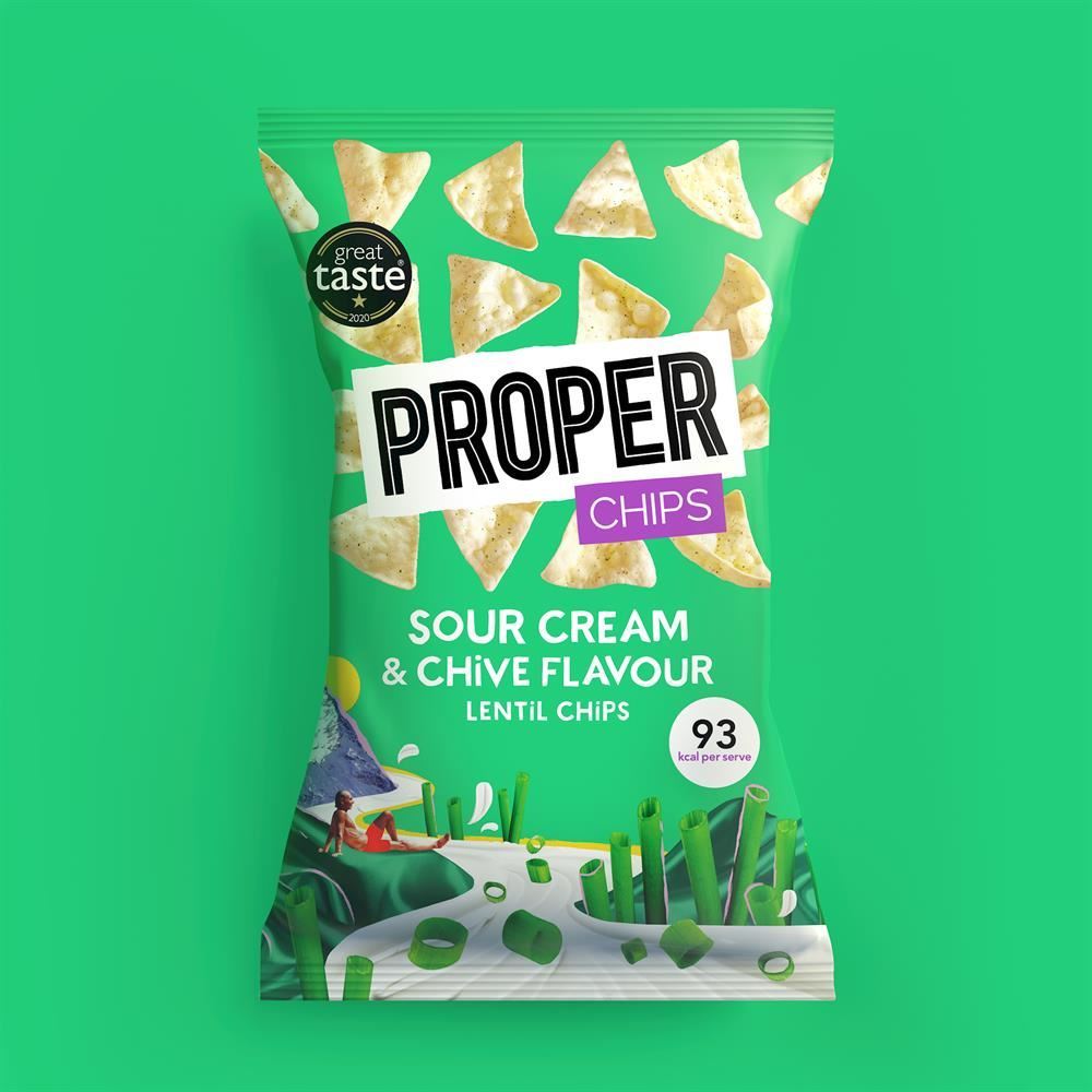 Properchips Sour Cream and Chive Lentil Chips 85g - 8 Pack