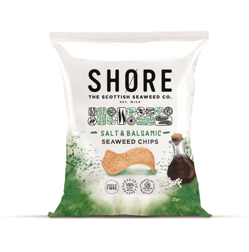 Shore Scottish Seaweed Salt & Balsamic Seaweed Chips 25g - 6 Pack