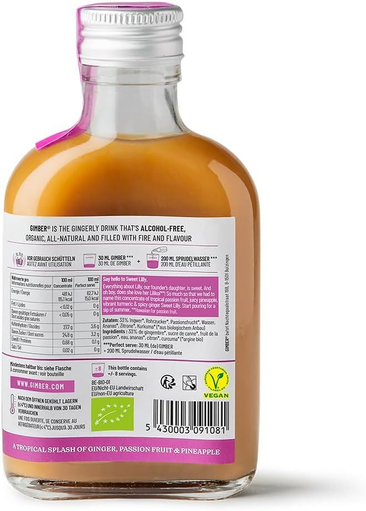 Gimber Organic So1 Sweet Lily Tropical Ginger Alcohol Free Drink - 200 ml - image 2