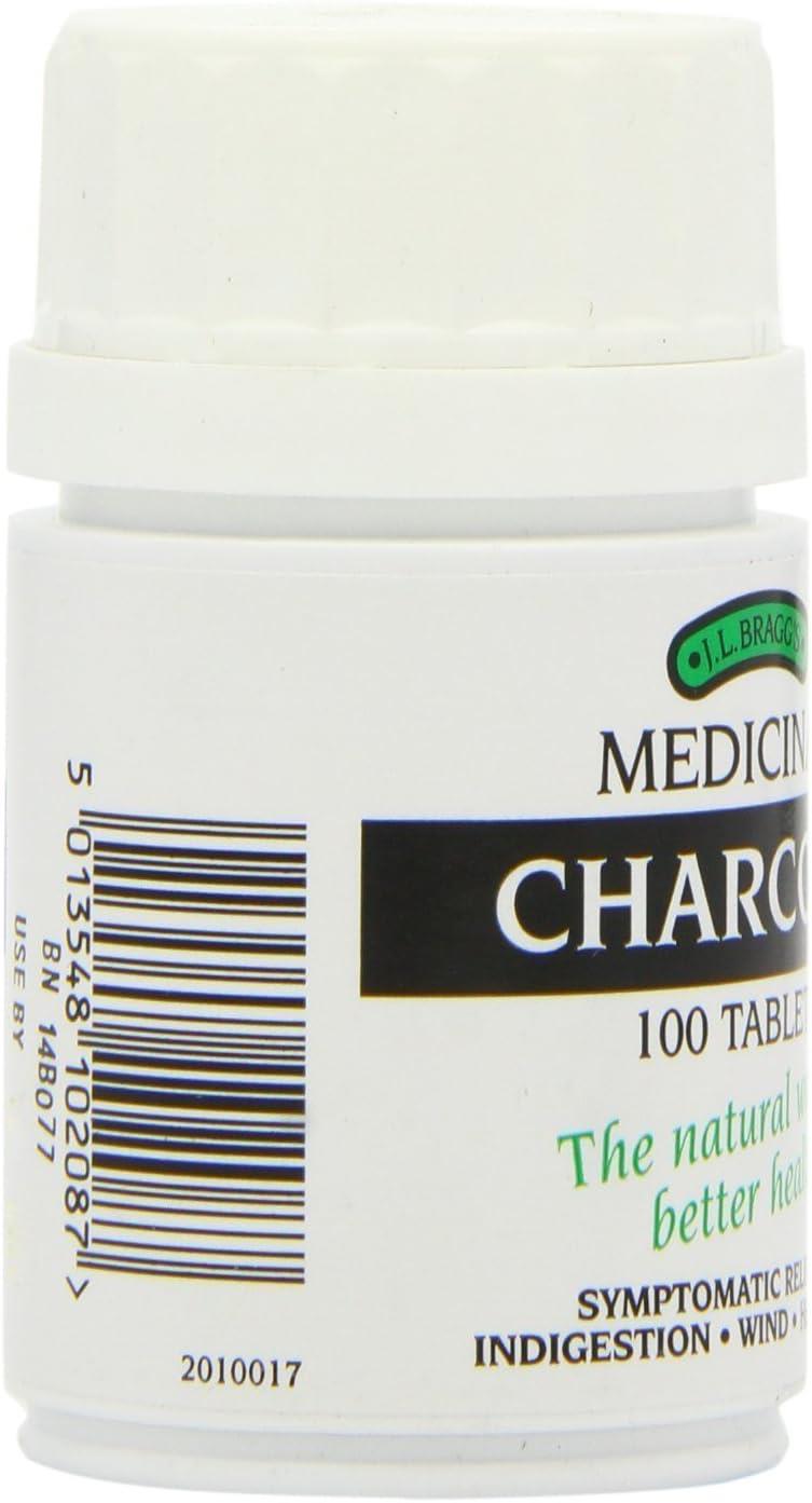J.L Bragg's Medicinal Charcoal 100 Tablets - Pack of 2