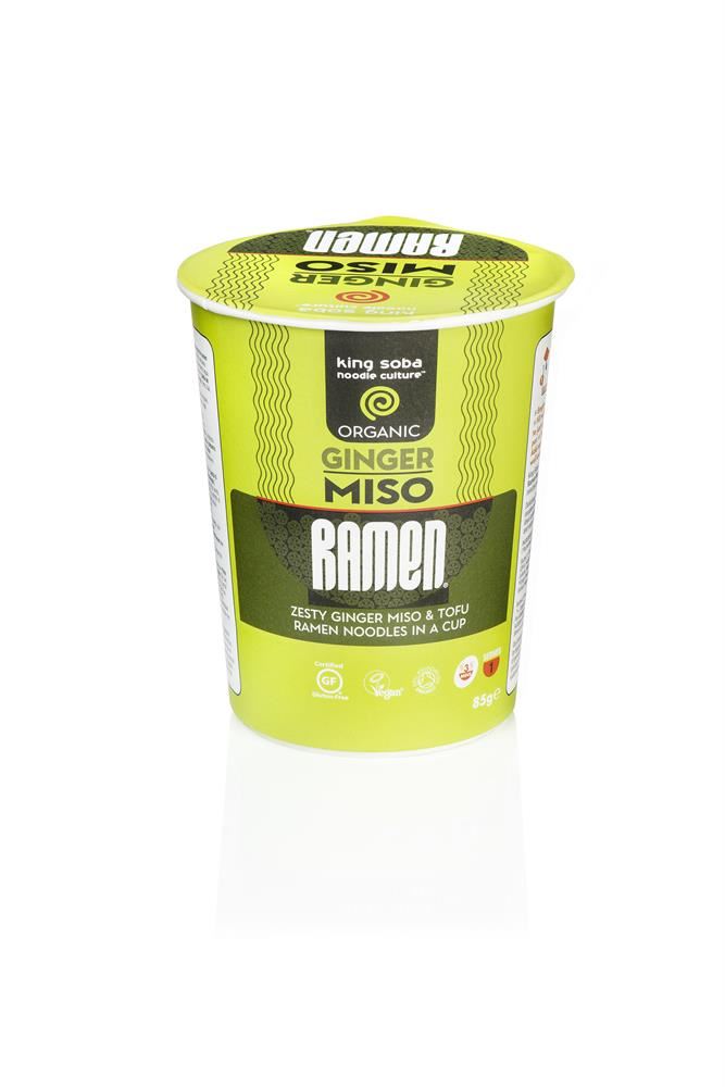 King Soba Organic Ginger Miso Ramen Noodle Cup 85g